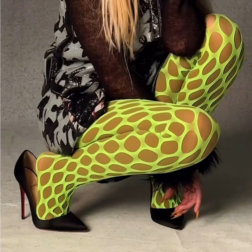 Neon Tights Holes Big Fishnet Nylon Pantyhose
